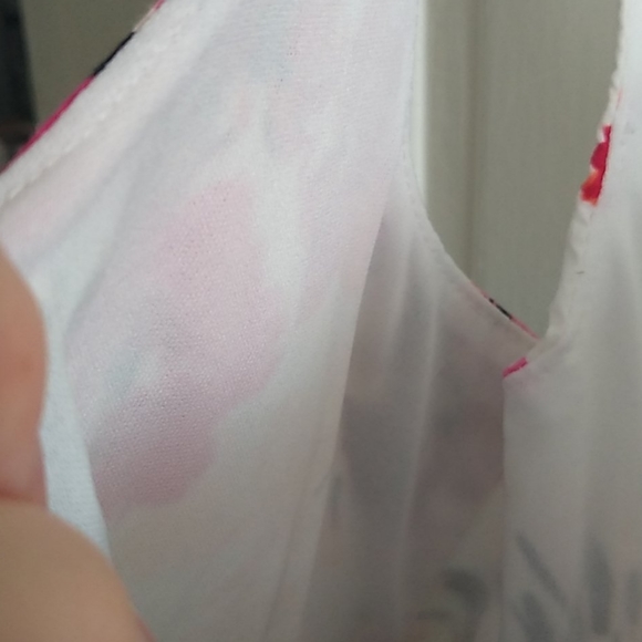 B. Smart Midi White, Black, & Pink Floral Dress - Picture 8 of 8